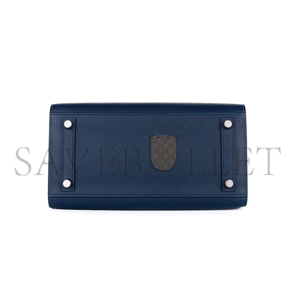 H**mes master birkin 25 epsom leather royal blue silver buckle bag 1274381 (25*20*13cm)